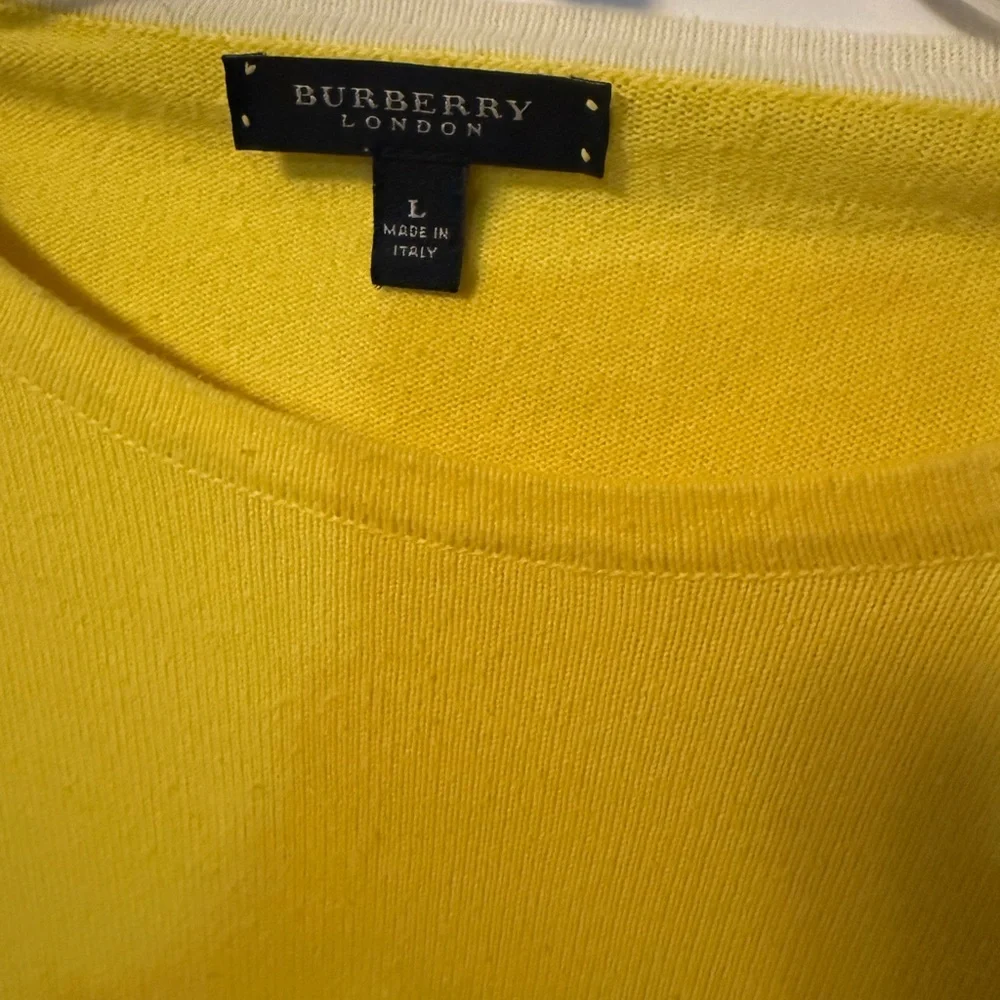 BURBERRY London Yellow Cotton Top Large Pullover Made in Italy‎ (0028) A7 - Picture 2 of 9